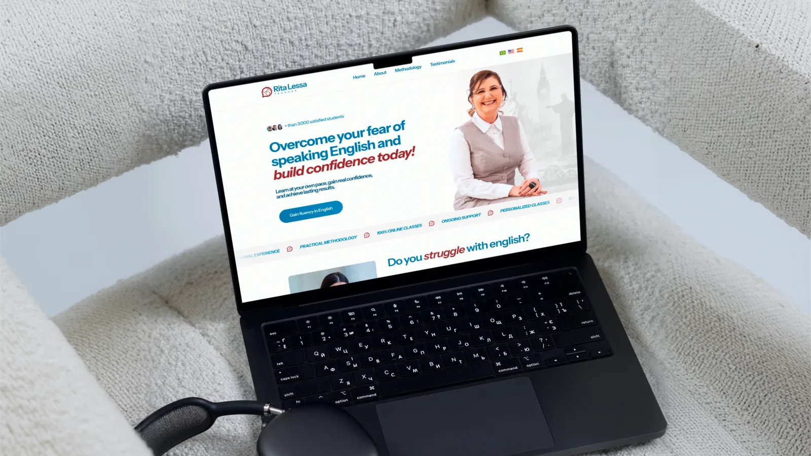 Rita Lessa brand identity and website for an English teacher